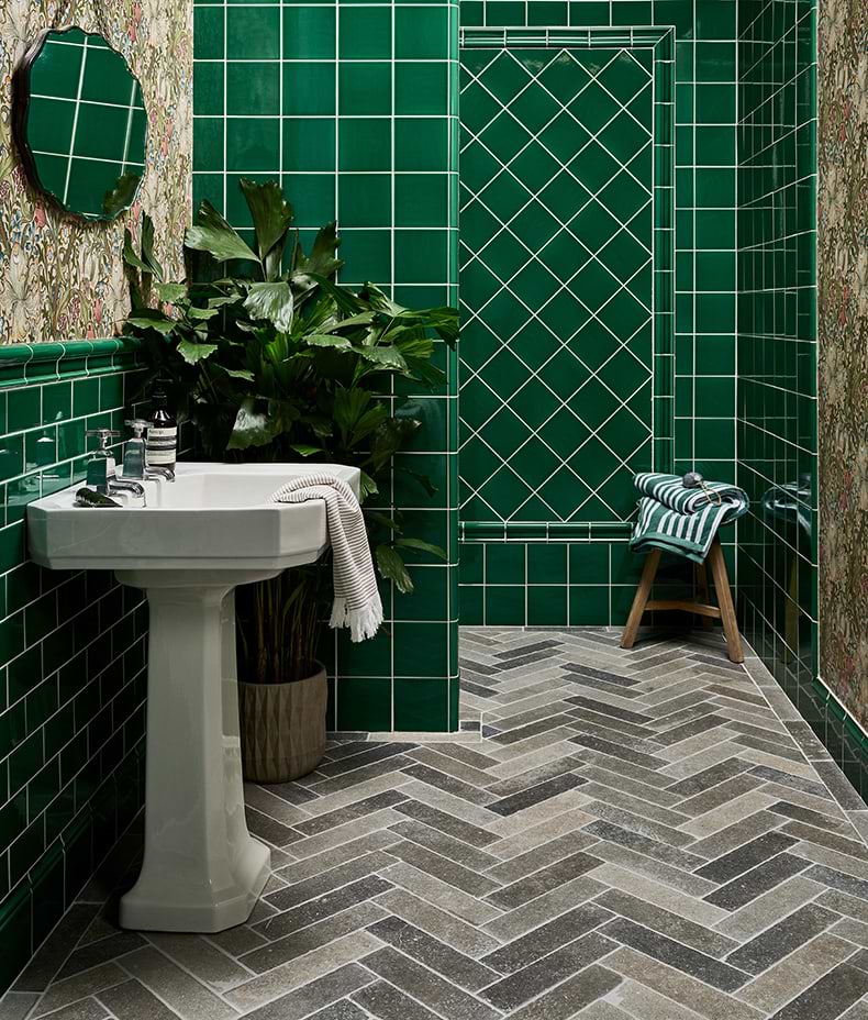 Victorian Style™ Wall Ceramic Emerald Green Dado Crackle Glaze