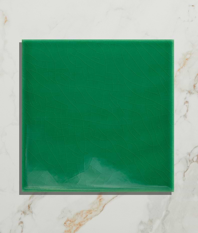 Victorian Style™ Wall Ceramic Emerald Green Square Crackle Glaze