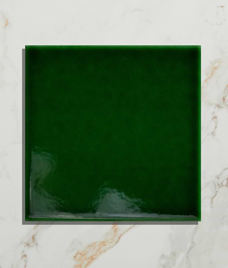 Victorian Style™ Wall Ceramic Olive Green Square Crackle Glaze