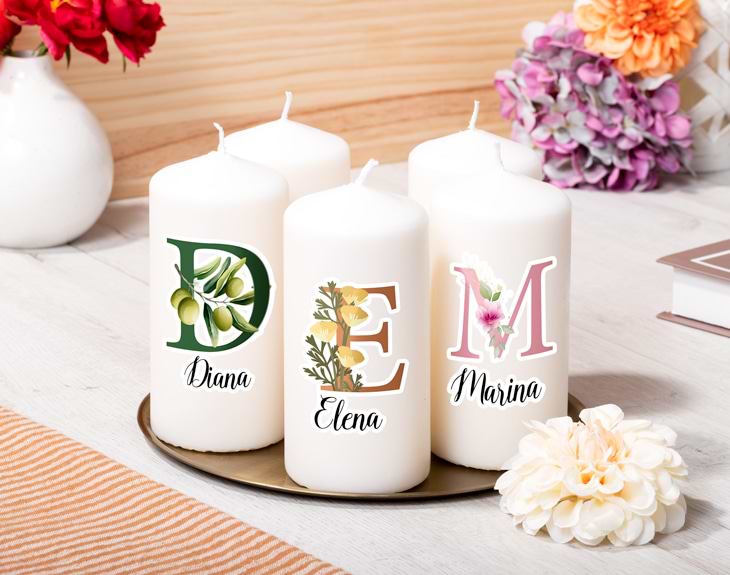 Candele Personalizzate Per Compleanno Con Nome, Numero O Frase – 7 Cm Con Bastoncino, Colori E Motivi Decorativi, Perfette Per Torte