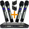 UHF-5400-5M H SET סט 4 מיקרופונים ידניים עם מקלט אלחוטי מרובע קומפקטי, אנטנות חיצוניות ואוזניים לראק של UMT