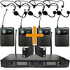 UHF-5400-5M M SET סט 4 מיקרופוני ראש עם מקלט אלחוטי מרובע קומפקטי, אנטנות חיצוניות ואוזניים לראק של UMT