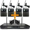 UHF-5400-5M D SET סט 4 מיקרופוני דש עם מקלט אלחוטי מרובע קומפקטי, אנטנות חיצוניות ואוזניים לראק של UMT
