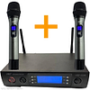 UHF-5200-5M H SET ערכת זוג מיקרופונים ידניים + מקלט אלחוטי עם אוזניים לראק ואנטנות חיצוניות של UMT