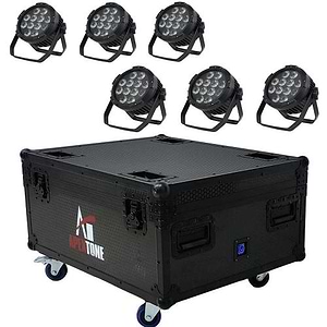 L SET 12×18W Battery שישה פנסי לד אלחוטיים, נטענים, בקייס יעודי של Apextone