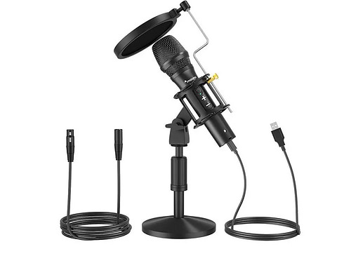 מיקרופון דינמי בחיבור USB או XLR מבית MAONO דגם AU-HD300T 