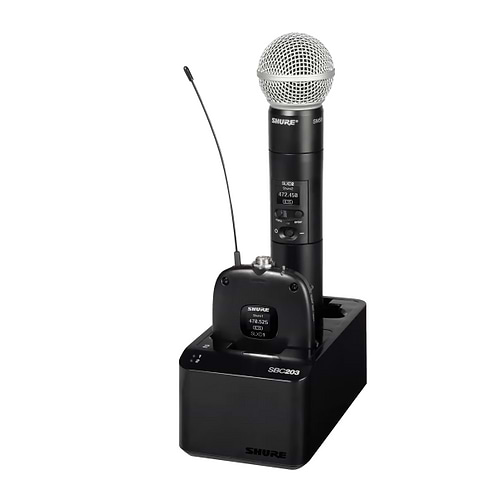 מטען כפול לסוללות או משדרים SLXD ו/או מקלט נייד SLXD5 להשמה על המטען
