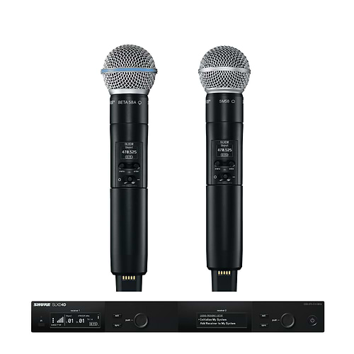 ערכת מיקרופונים אלחוטית דיגיטלית Shure SLX-D – מקלט כפול + SM58 + Beta58A