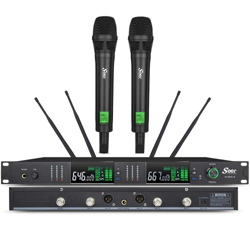 זוג מיקרופונים UHF מקצועי דגם SEER IU-2066-IL-LE מבית