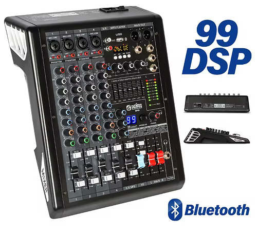 מיקסר סאונד מקצועי 6 ערוצים MARBEL X6-BT – כולל Bluetooth, אפקטים DSP ואקולייזר גרפי 7-Band