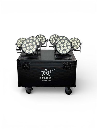 שמונה פנסי פאר לד מדגם S-PAR 14B במארז, 14x8w RGBW דגם S-PAR 14B Case מבית