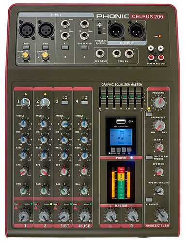 מיקסר 4 ערוצים מקליט CELEUS 200 של Phonic