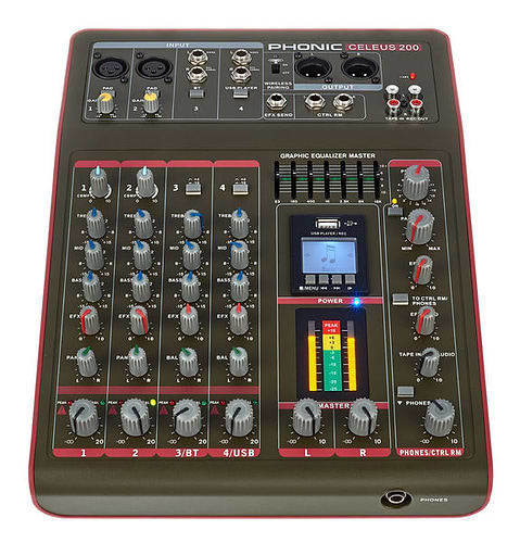 מיקסר 4 ערוצים מקליט CELEUS 200 של Phonic