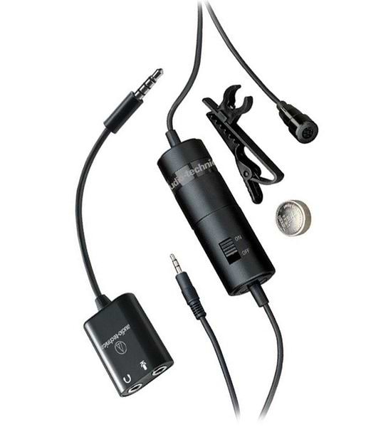 מיקרופון דש ATR3350iS להקלטה עם טלפון חכם של Audio Technica