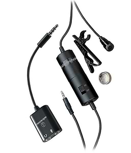 מיקרופון דש ATR3350iS להקלטה עם טלפון חכם של Audio Technica