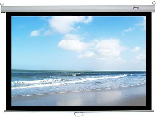 מסך הקרנה בגודל 2.00 על 2.00 מטר נגלל לתליה עם פתיחה ידנית