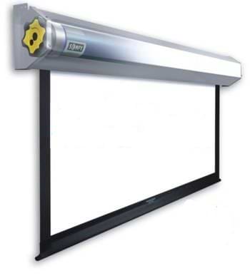 מסך הקרנה בגודל 2.44 על 2.44 מטר, קבוע עם גלילה חשמלית 