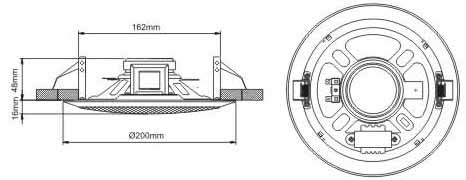 HSR153-6T רמקול קיר/תקרה שקוע עגול 6.5