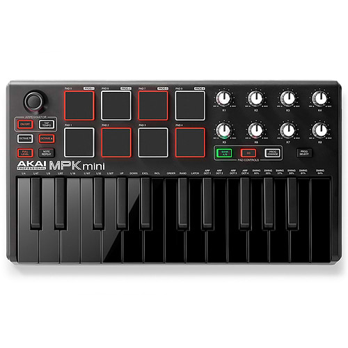  MPK Mini mkII Black Limited Edition מקלדת שליטה שחורה קומפקטית להפקה ולהופעות מבית AKAI