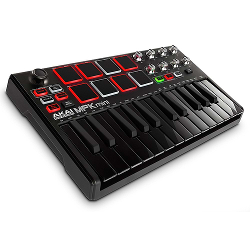  MPK Mini mkII Black Limited Edition מקלדת שליטה שחורה קומפקטית להפקה ולהופעות מבית AKAI