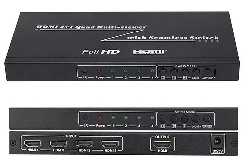 מתאם HDMI ארבע כניסות ליציאה אחת 