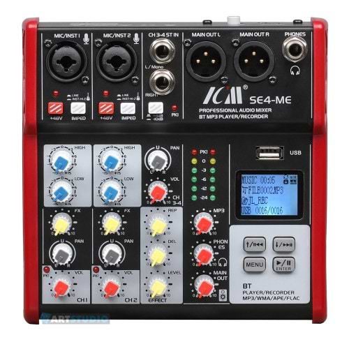 SE4 ME מיקסר 4 ערוצים עם נגן Mp3 מובנה מבית ICM