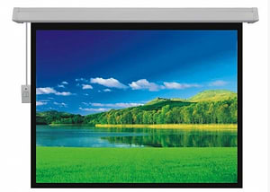 מסך הקרנה 2.34 על 1.32 מטר עם גלילה חשמלית של SinoScreen