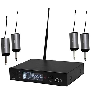 TRANSMITTER-4 ערכת משדר סטריאופוני UHF עם 4 מקלטים אלחוטיים זעירים של BTS
