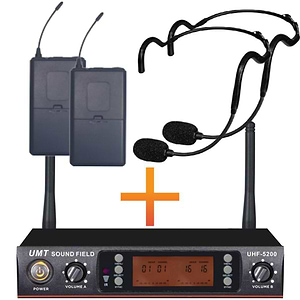 SFD5200-M2 ערכת מיקרופון ראש אלחוטי עם מקלט כפול של UMT