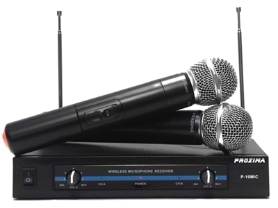 P10MIC זוג מיקרופונים אלחוטיים + מקלט מבית PROXIMA 