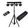 SET 4 PAR LED ערכת 4 פנסי לד עם סטנד, נרתיק נשיאה ושלט אלחוטי כלולים של Apextone 