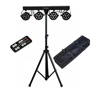 SET 4 PAR LED ערכת 4 פנסי לד עם סטנד, נרתיק נשיאה ושלט אלחוטי כלולים של Apextone