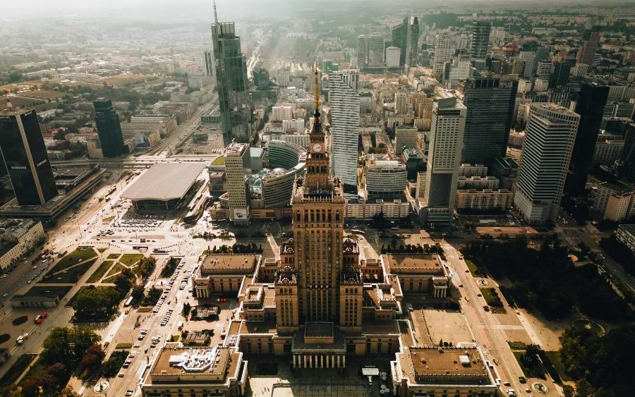 Skyline view of Warsaw, Poland