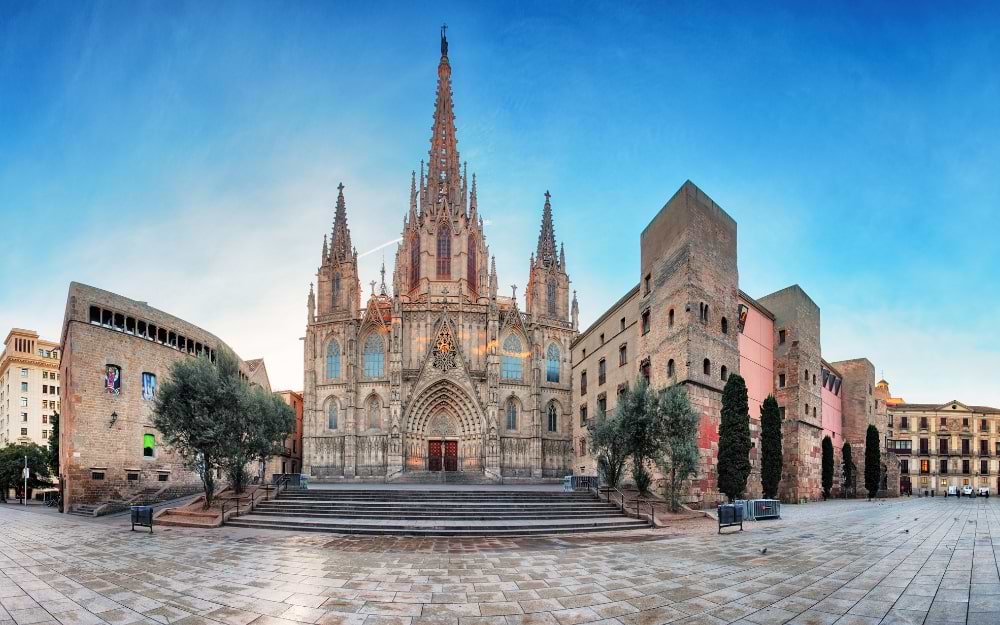 Barcelona Cathedral in Ghotic Neighbourhood, Barcelona, Spain