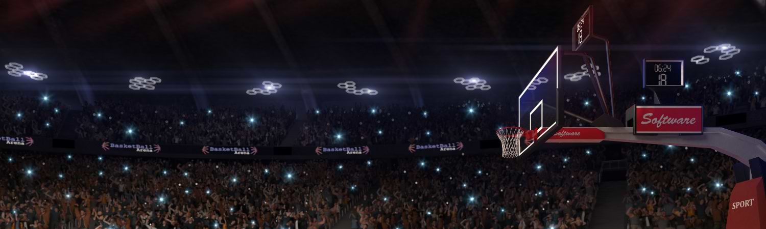 Basquetball canasta aro y fanaticos en las gradas