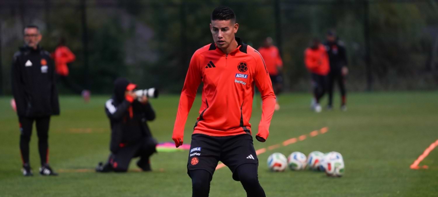 james rodriguez en practica previa a partido