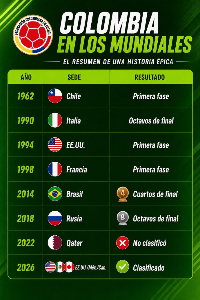 participación de Colombia en los mundiales FIFA