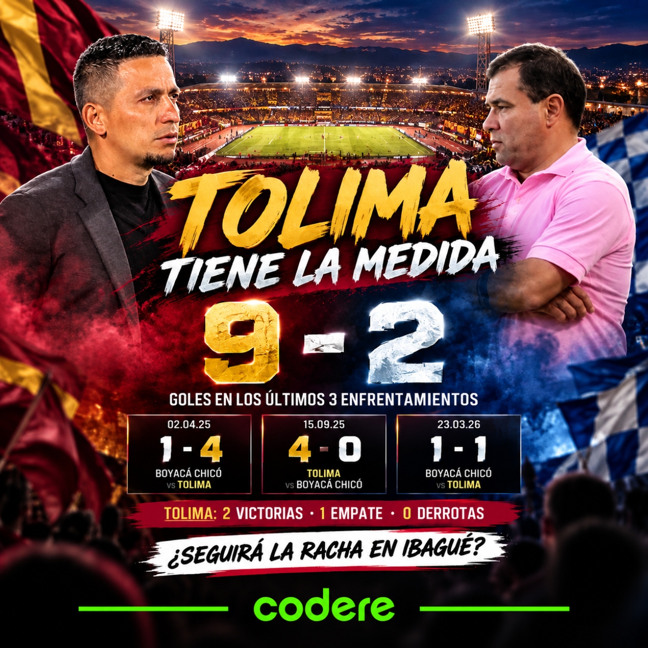 historial de partidos de Deportes Tolima vs. Boyacá Chicó liga colombiana