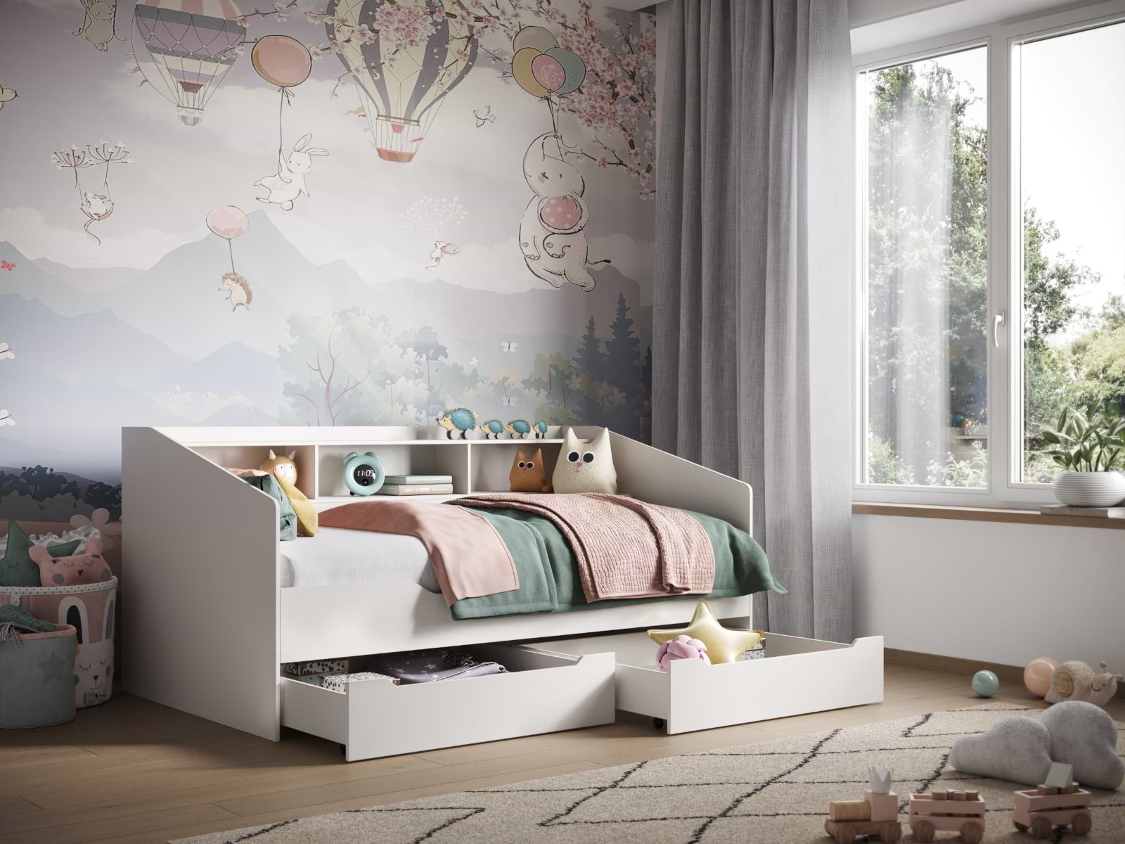 white children's wooden daybed