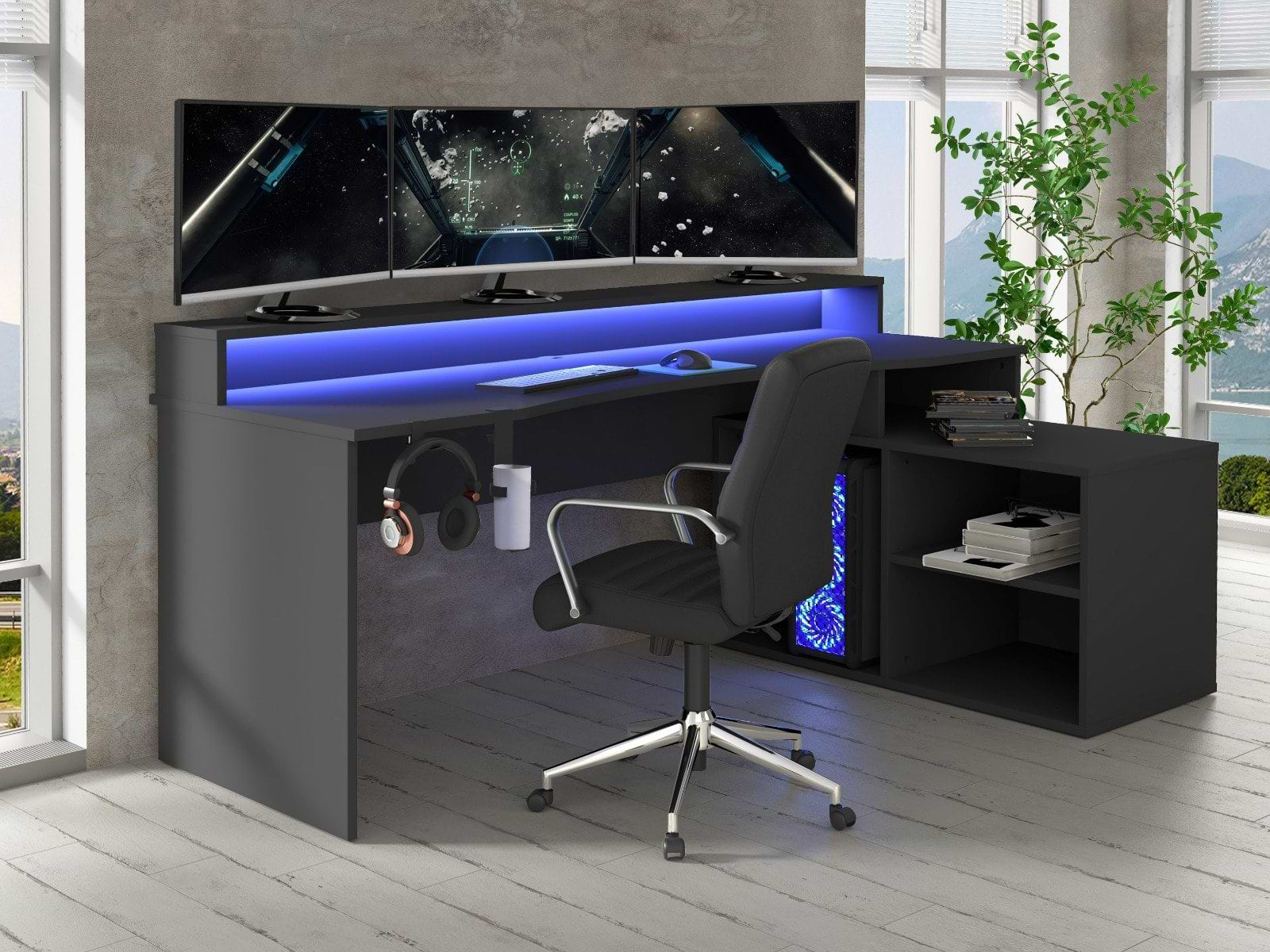 L-shaped gaming desk