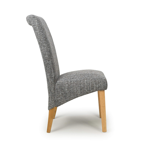 Flair Karta Scroll Back Tweed Grey Dining Chair (Pair)