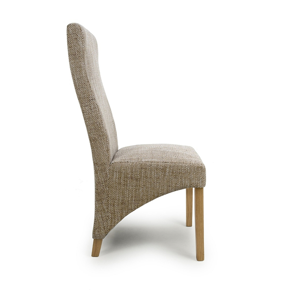 Flair Baxter Wave Back Tweed Oatmeal Dining Chair (Pair)