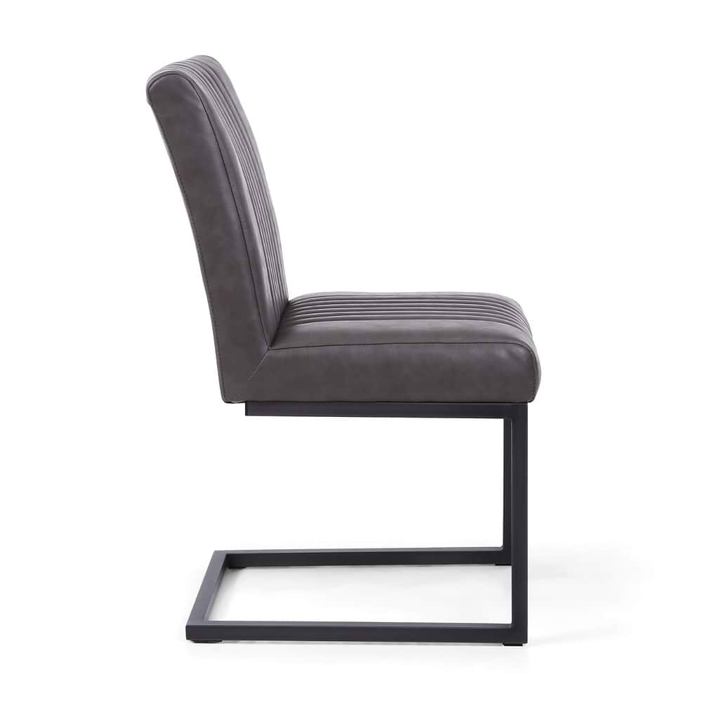 Flair Archer Cantilever Leather Effect Grey Dining Chair (Pair)