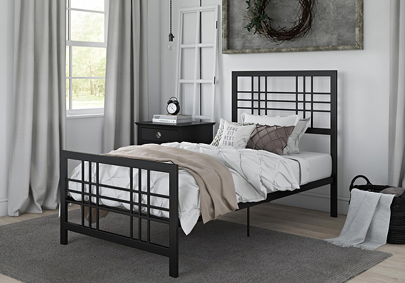 Dorel Burbank Single Black Metal Bed