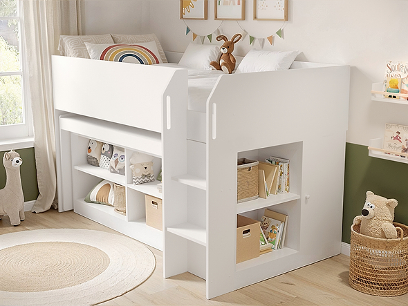 Flair Aiden Cabin Bed Mid Sleeper with Desk White