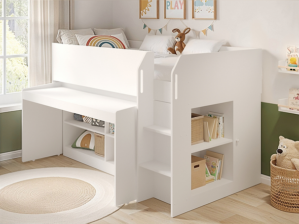 Flair Aiden Cabin Bed Mid Sleeper with Desk White