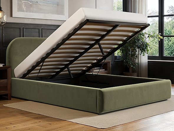 Flair Alba Ottoman Bed Khaki Velvet