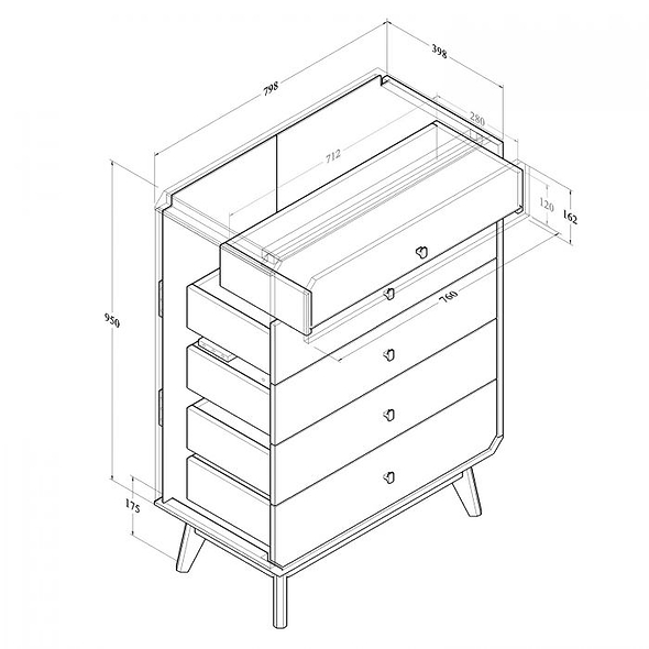 Kidsaw BR15 Chest of Drawers Light Oak