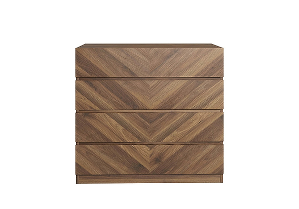 GFW Catania 4 Drawer Chest modern style herringbone design available in an oak or walnut effect finish