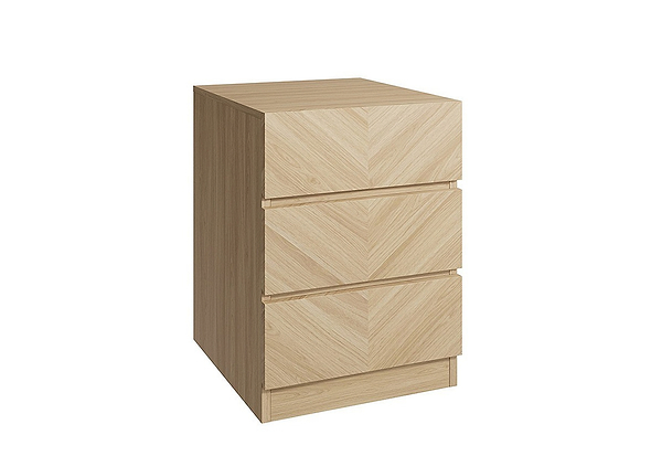 GFW Catania 3 Drawer Bedside Table modern style herringbone inspired design available in an oak or walnut effect finish